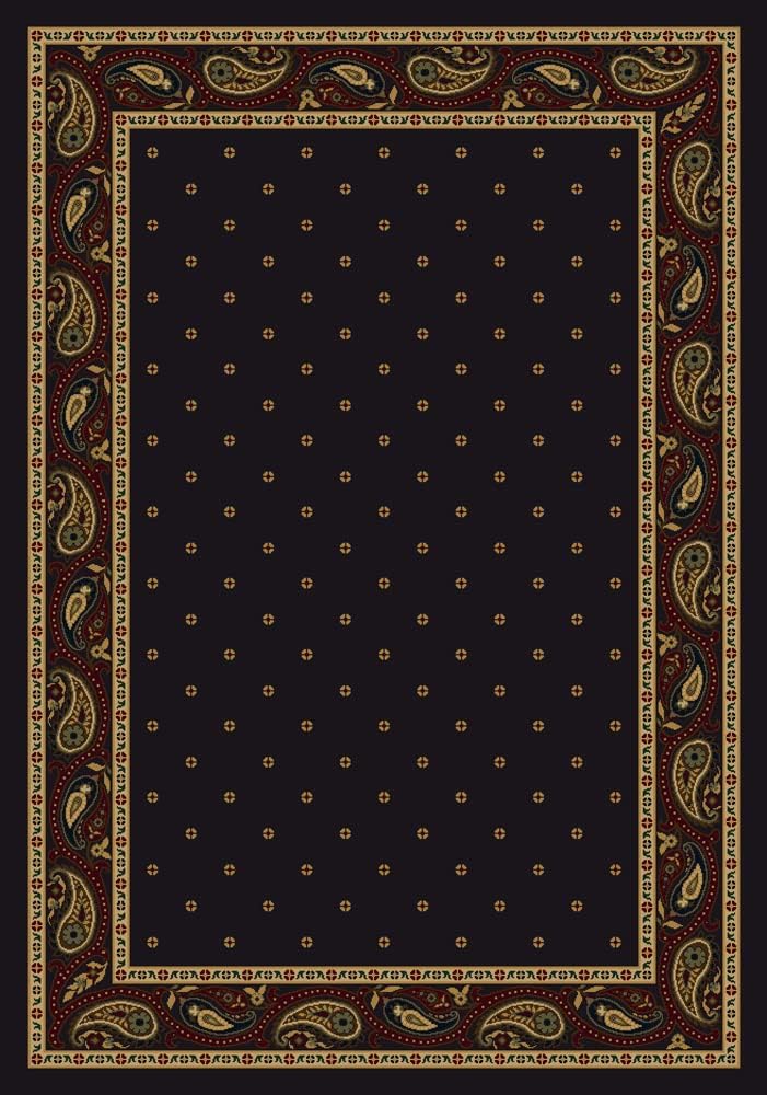 Milliken Innovations Paisley Onyx - 5'4" X 7'8" Rectangular Nylon Black Rug