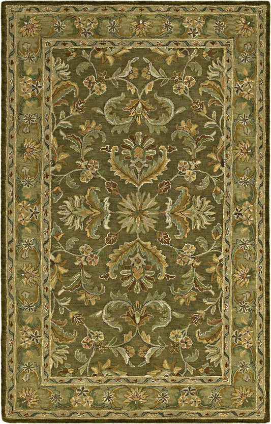 Virginia Pesto 5'0" X 7'9" Rectangular Handcrafted Wool Oriental Area Rug - Khazana Collection