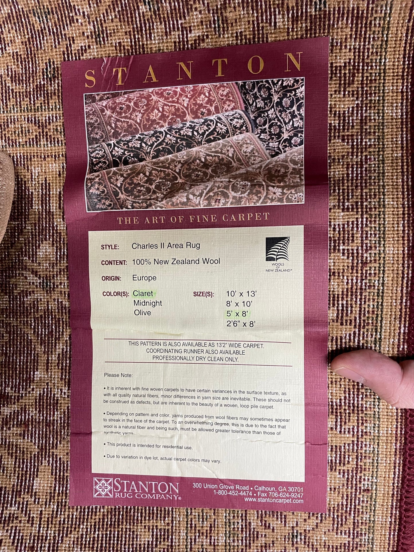 Stanton Charles II Claret Red 5'0" X 8'0" Traditional Wool Area Rug - Elegant Oriental Design