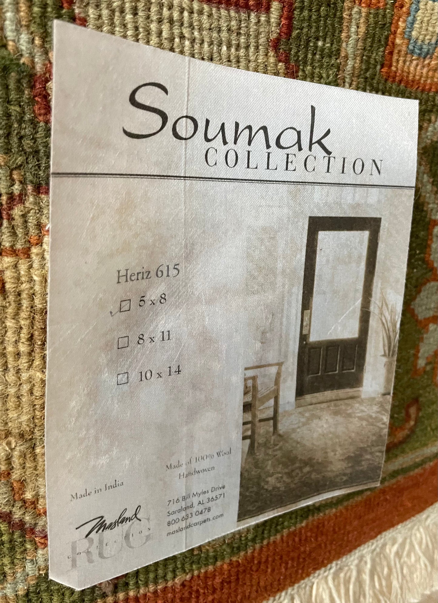 Heriz 615 - 5'0" X 8'0" Handwoven Red Wool Oriental Area Rug from Soumak Collection