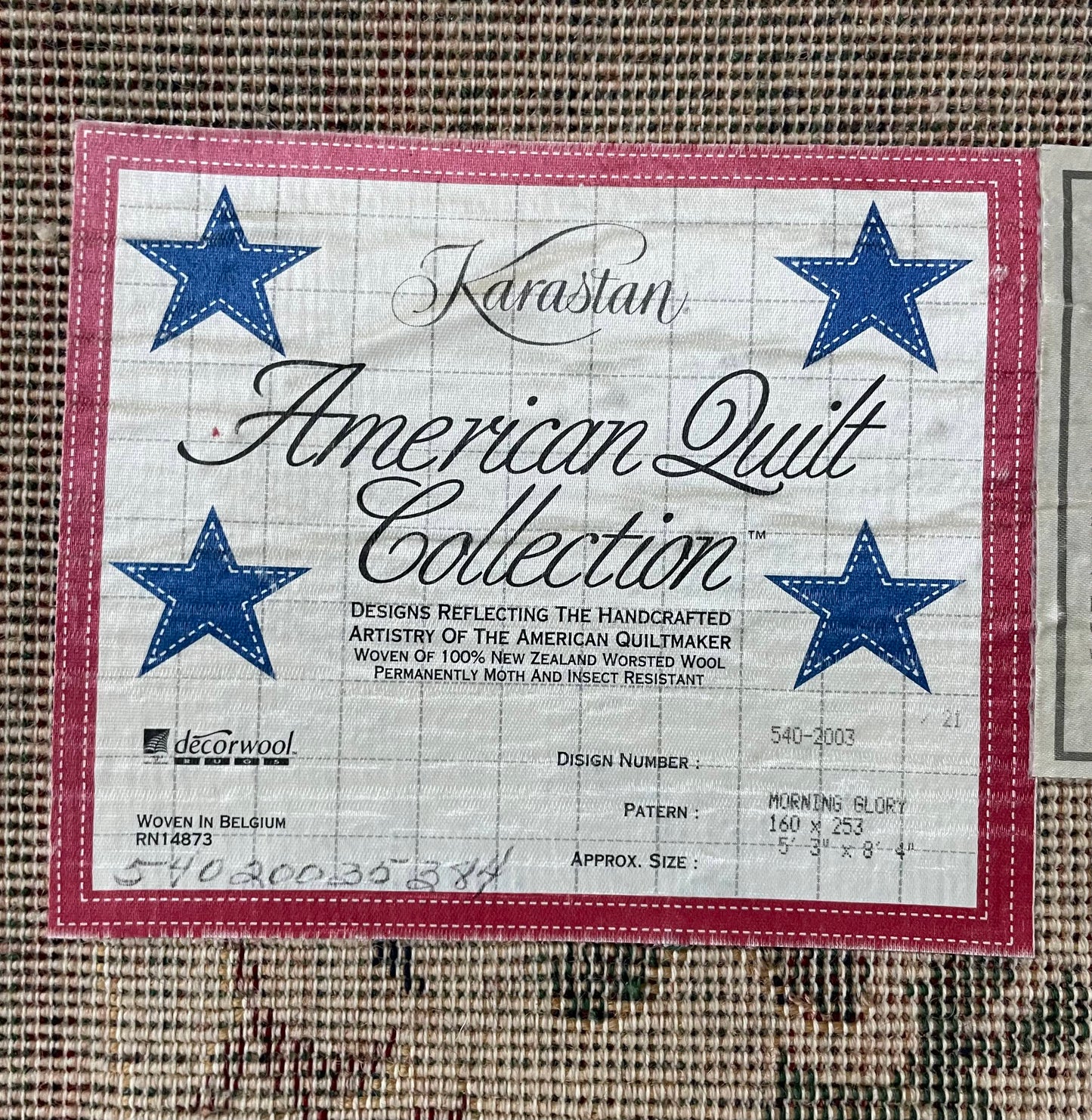 Karastan American Quilt Collection Morning Glory - 5'3" X 8'4" Rectangular Wool Casual Beige Area Rug