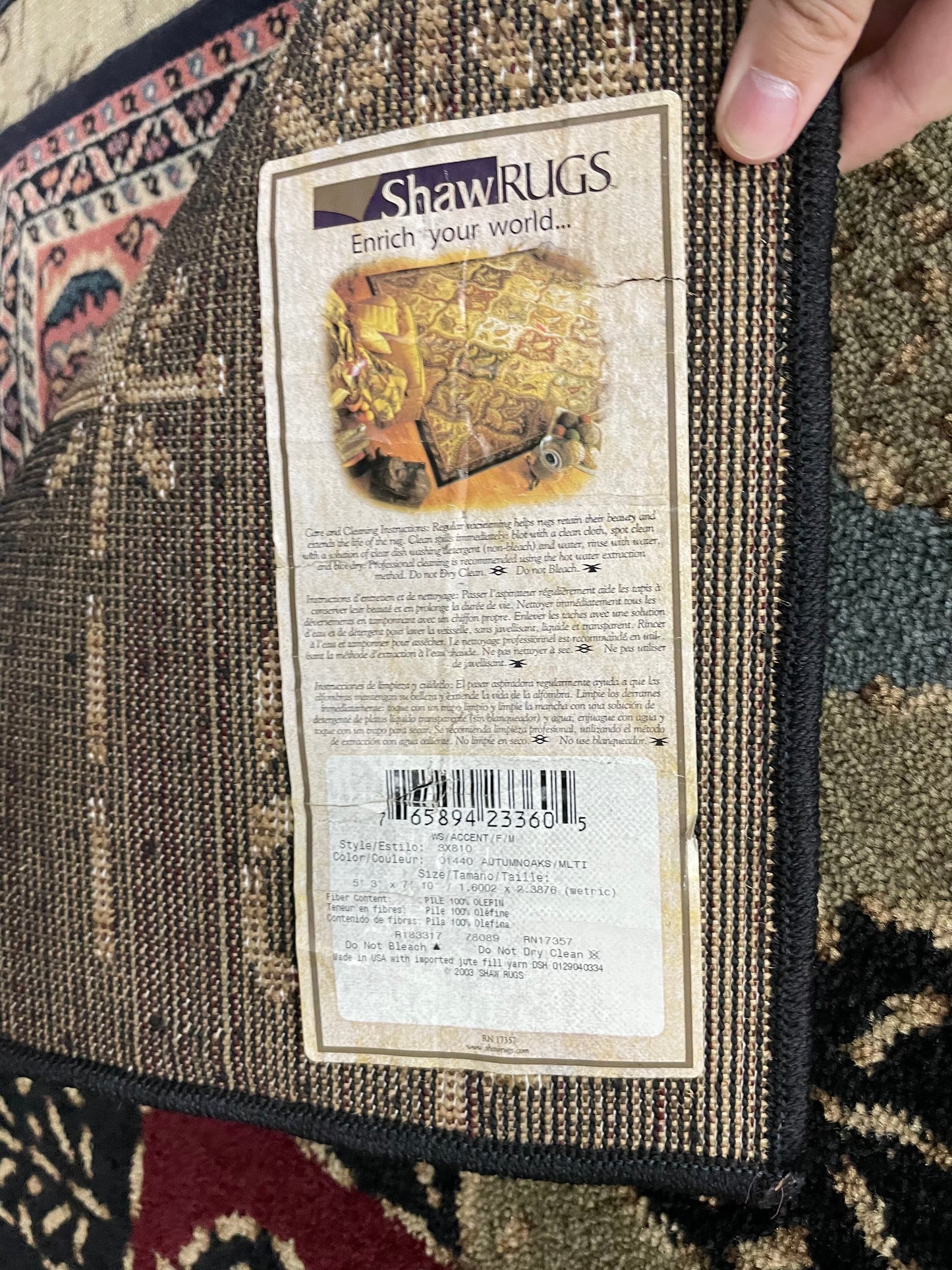 Autumn Oaks Area Rug - 5'3" X 7'10" Rectangular Casual Multicolor Olefin Geometric Design