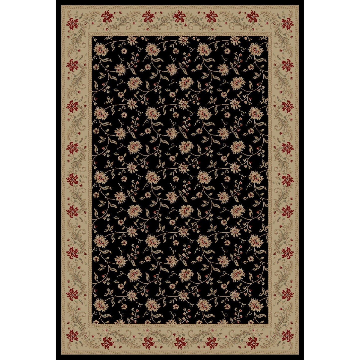 Concord Imperial Serenity - 5'3" X 7'7" Rectangular Polypropylene Oriental Black Area Rug
