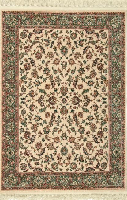 Karastan Kara Shah Creme Keshan - 5'6" X 8'6" Rectangular Wool Oriental Area Rug