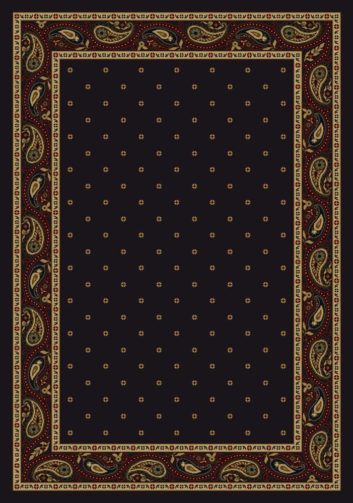 Milliken Innovations Paisley Onyx - 5'4" X 7'8" Rectangular Nylon Black Rug