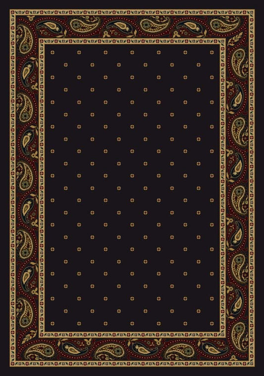 Milliken Innovations Paisley Onyx - 5'4" X 7'8" Rectangular Nylon Black Rug