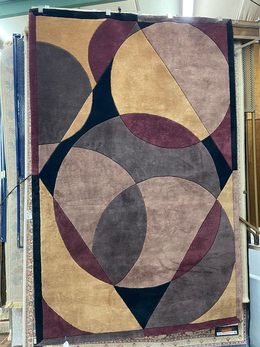 Momeni New Wave NW-78 Brown - 5'3" X 8'0" Rectangular Wool Geometric Brown Area Rug