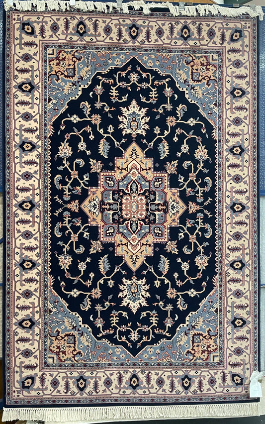 Karastan Kara Shah Navy Serapi - 5'6" X 8'6" Rectangular Wool Oriental Navy Rug