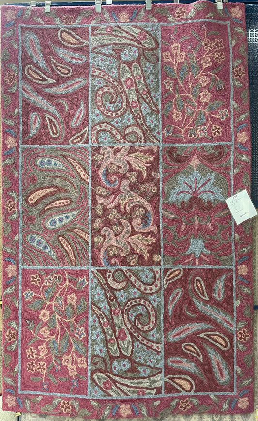 Homefires Piccadilly L2RM005 - 5'0" X 8'0" Rectangular Wool Floral Red Area Rug