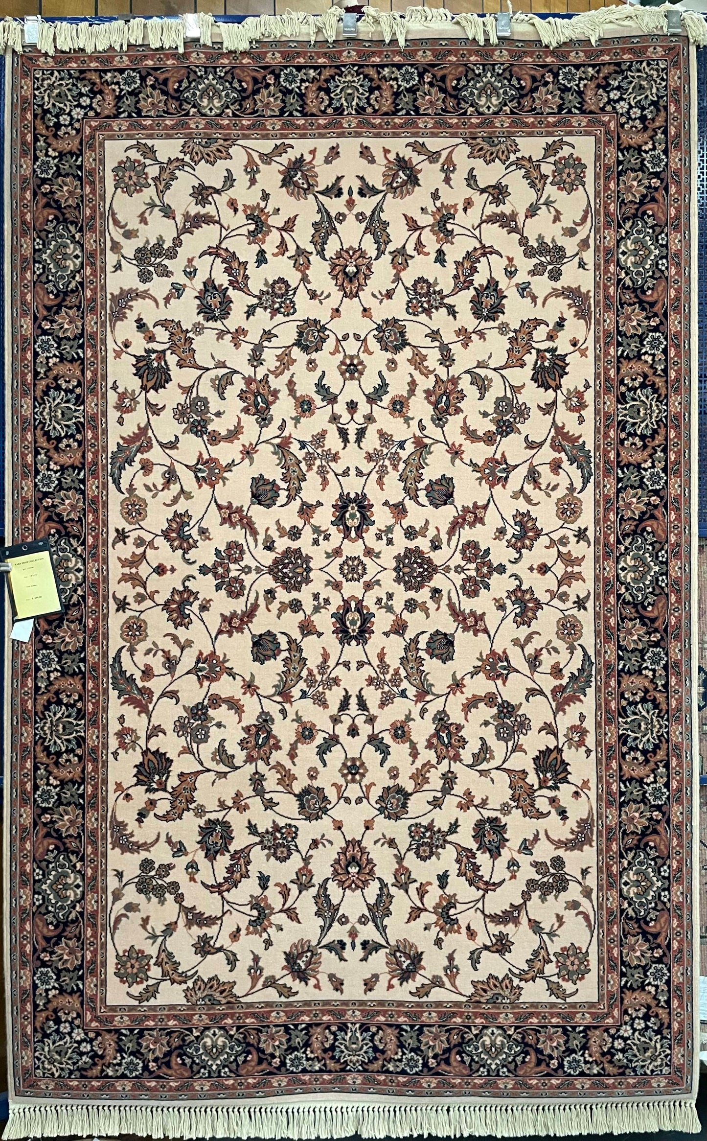 Karastan Kara Shah Ivory Kashan - 5'6" X 8'6" Rectangular Wool Oriental Area Rug