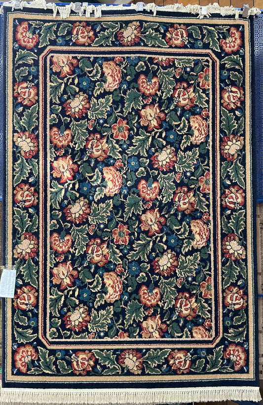 Mastercraft Courtland FLR Rug - 5'3" X 7'11" Rectangular Wool Floral Navy Rug