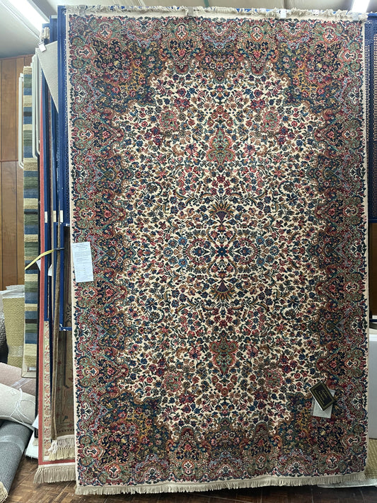 Karastan Original Floral Kirman - 5'9" X 9'0" Rectangular Wool Oriental Ivory Area Rug