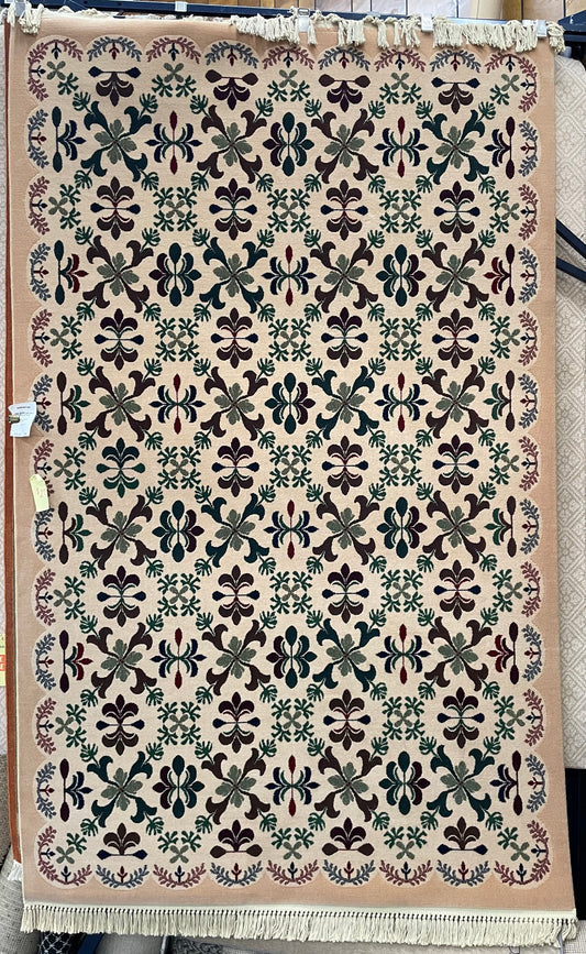 Karastan American Quilt Collection Morning Glory - 5'3" X 8'4" Rectangular Wool Casual Beige Area Rug