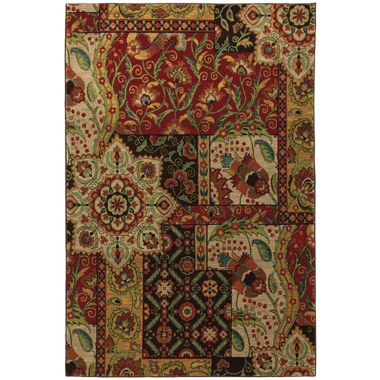 Karastan Carmel Monte Vista Crimson - 5'6" X 8'3" Rectangular Abstract Nylon Area Rug